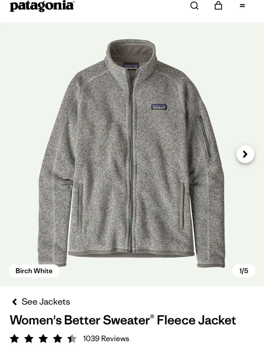 Patagonia Birch White Heather Fleece Jacket